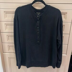 Athleta Black Button-Up Sweatshirt